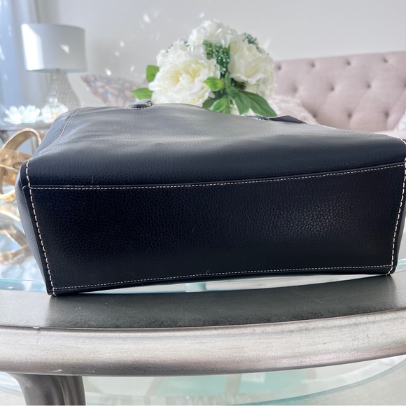 Coach Derby Tote Shoulder Bag pebble Leather Black Red 58660 - Picture 8 of 12